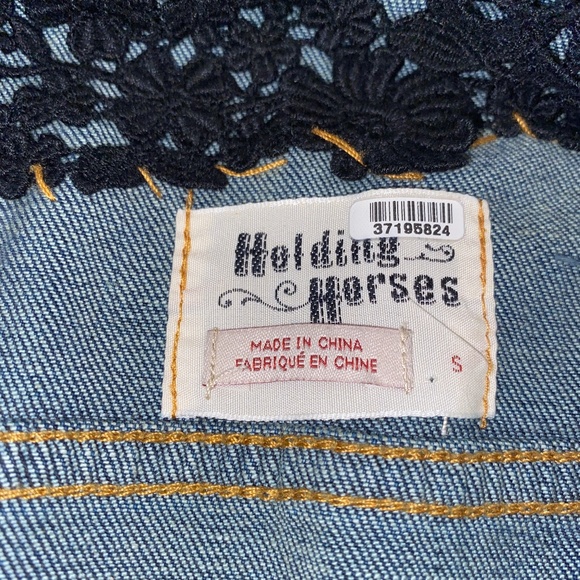 Anthropologie Holding Horses Embellished Beaded Denim Jacket Sz S - Picture 3 of 14